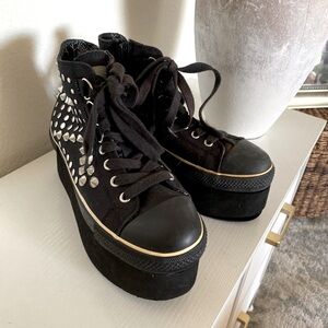 Black Studded High Top Platforms